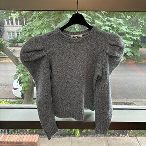 FRAME Pleated Sleeve Sweater in Chambray Blue